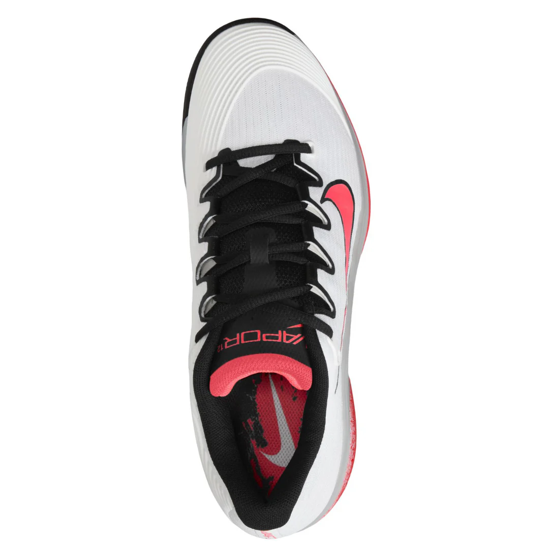 Nike Zoom Vapor 12 Mens Hard Court Tennis Shoes - White/Hot Lava Wolf Grey - Image 10
